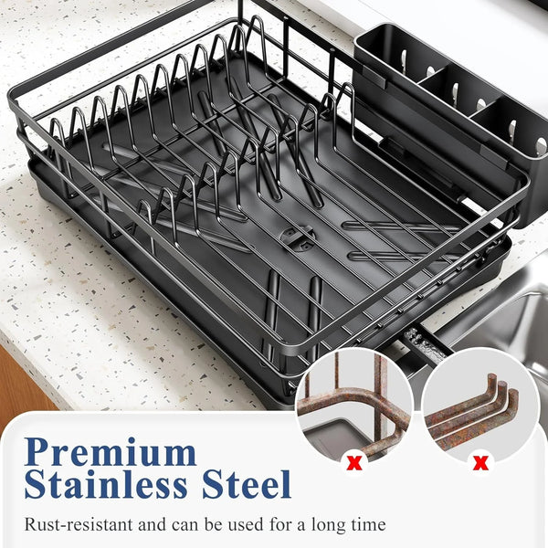Dish Drying Rack for Kitchen Counter, 11.8" W X 16.7" L, Black6