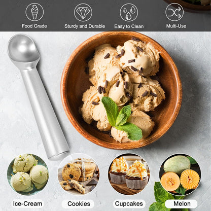 7 Inch Ice Cream Scoop - One-Piece Nonstick Aluminum Ice Cream Scooper - Professional Metal Ice Cream Spoon - Durable, Easy to Use & Clean - Lightweight Cookie Spoon - Scoop Ice Cream (Sliver)6