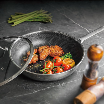 Pots and Pans Set,12 Inch Hybrid Nonstick Frying Pan & 5QT Stockpot,3 PCS Silicone Kitchen Utensils Set2