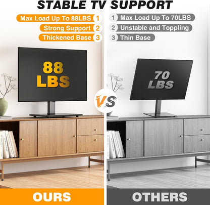 Universal Swivel TV Stand for 27-60 Inch Curved/Flat Screen Tvs, Table Top TV Base Replacement Holds up to 88 Lbs, Height Adjustable TV Stand Mount with Tempered Glass Base, MAX VESA 400X400Mm | Height Adjustable Table Top TV Base Replacement, Holds 88Lbs, Tempered Glass Base, Max VESA 400X400Mm2