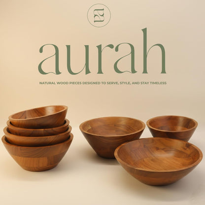 Salad Bowl, 3.8 Qt Acacia Wood Mixing & Serving Bowl, Medium Size9