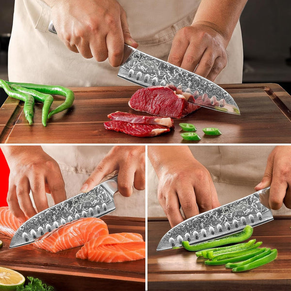 Kitchen Knife Japanese Damascus Santoku Knife 7 Inch6