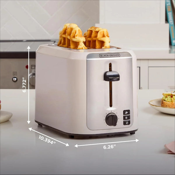 BLACK+DECKER 2-Slice Toaster with Extra-Wide Slots, Baked Stone | Extra-Wide Toaster with 7 Shade Settings, Bagel Mode, Frozen Function and Removable Crumb Tray.10