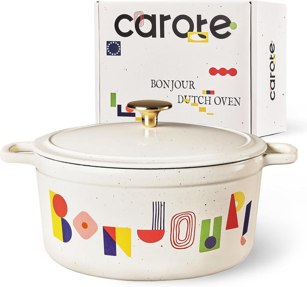 Enameled 5QT Cast Iron Dutch Oven Pot with Gift Box, Bonjour | Sourdough Bread Baking, Healthy & Non-Toxic, All Stovetop Compatible, Oven Safe up to 500° F, Easy to Clean1