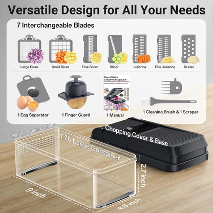 12-In-1 Vegetable Chopper with 7 Blades, Food Veggie Cutter, Mandoline Gray2