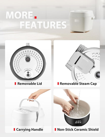 Origintaste Rice Cooker 5.5-Cup Uncooked, Fuzzy Logic, 15-In-1 Functions, Digital Display, Delay Timer, Keep Warm, Nonstick Inner Pot, White9
