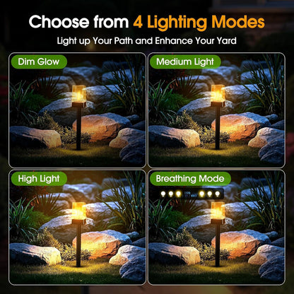 Solar Pathway Lights Outdoor 8 Pack, Solar Garden Lights Warm White 4 Lighting Modes, Solar Path Lights Auto On/Off, Landscape Lighting for Yard Walkway Driveway Patio Lawn Decor2