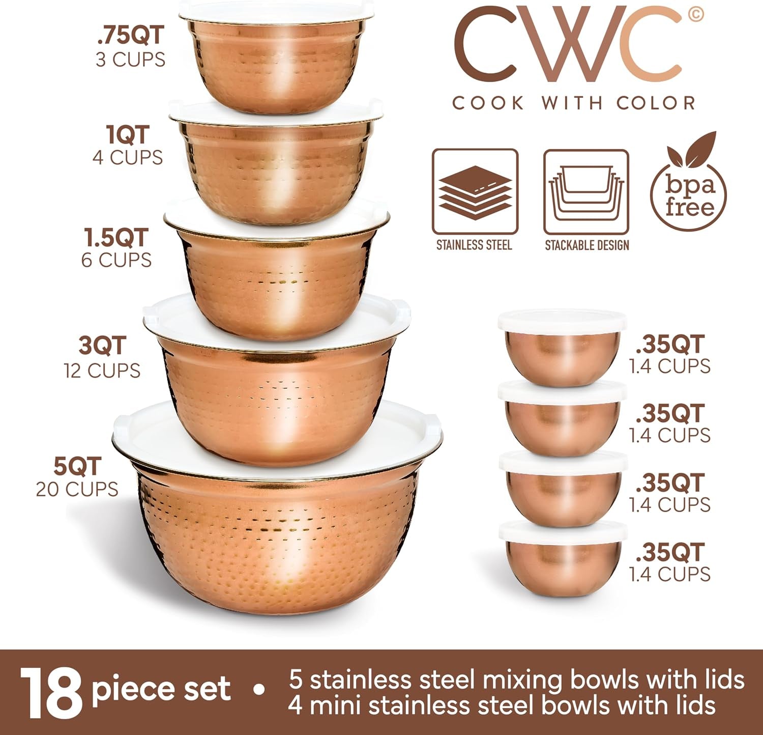 18-piece-mixing-bowls-set-with-airtight-lids-handcrafted-stainless-steel-bowls-food-storage-containers-meal-prep-nesting-salad-bowls-for-cooking-baking-kitchen-copper-hammered