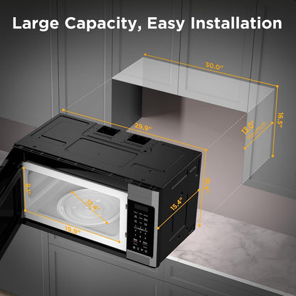 BLACK+DECKER over the Range Microwave Oven, 1.7 Cu.Ft, 1000W | Stainless Steel, over Stove Install, Vent Fan with Light, One-Touch Auto Cooking, 10 Power Levels, Child Safety Lock7