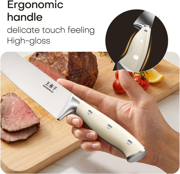 15-Pcs Knife Set, High Carbon Steel Ultra Sharp, Natural Pro | Forged Stainless Steel Chef Knives, Elegant Knife Block Set, Dishwasher-Safe & Razor-Sharp6