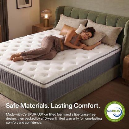 12 Inch Queen Mattress in a Box, Hybrid Queen Mattress with Gel Memory Foam & Pocket Springs, Medium Firm Feel, Fiberglass Free, Pressure Relief, Edge Support (Queen (U.S. Standard), 12, 12, Inches)6