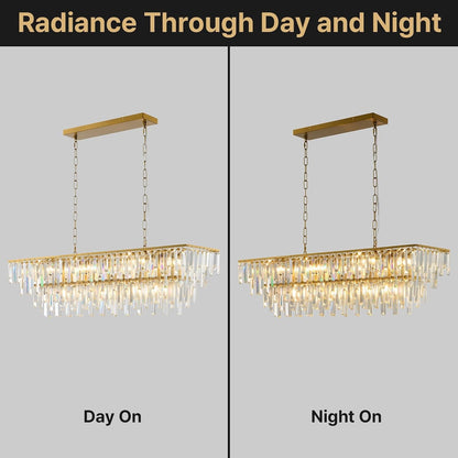 Gold Modern Crystal Chandelier, 39" Long Dinging Room Light Fixture6