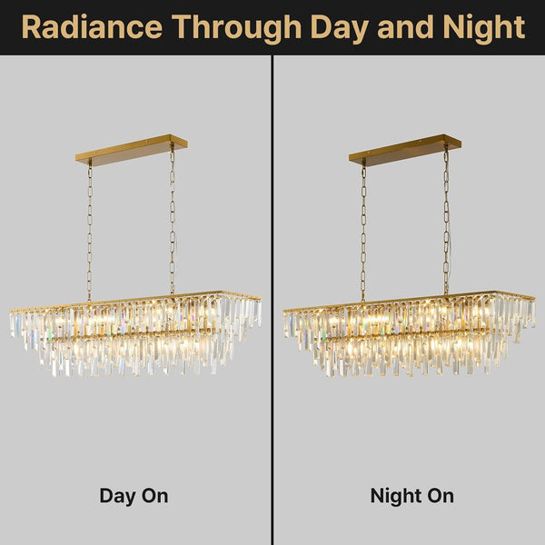 Gold Modern Crystal Chandelier, 39" Long Dinging Room Light Fixture6