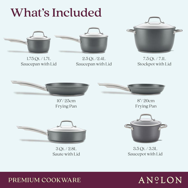 Accolade Forged Hard Anodized Nonstick Pots & Pans - Induction Cookware Set - 12 Piece - Moonstone Gray3