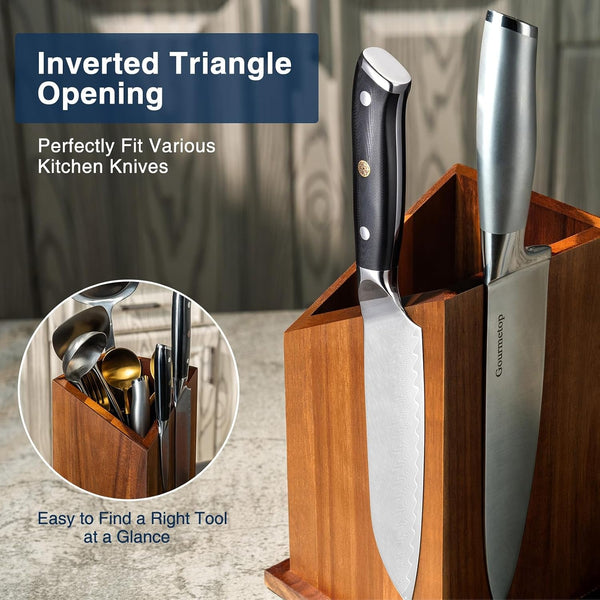 Magnetic Knife Holder, Double-Sided Acacia Wood Knife Block5