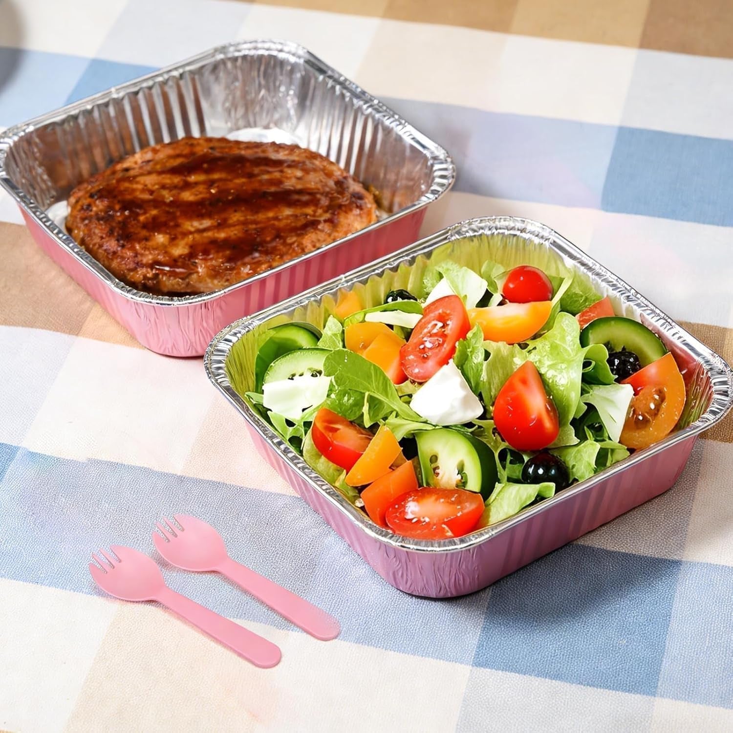 35-pack-pink-8x8-inch-disposable-aluminum-pans-with-plastic-lids-stickers-and-cake-spoons-square-cake-pans-for-parties-baking-trays-foil-pans-for-holiday-cooking-parties-meal-prep-storage