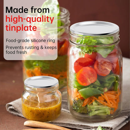 48PCS Mason Jar Lids for Wide and Regular Mouth Jars, No Date Reminder, Compatible with Electric Vacuum Sealers, Vacuum Seal Mason Jar Lids Only4