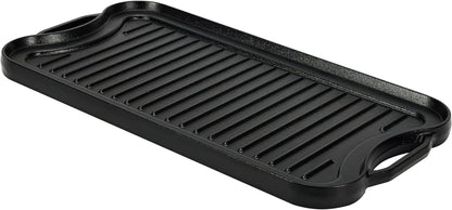 Pre-Seasoned Cast Iron Reversible Rectangular Grill/Griddle with Even Heat Distribution, Black, 20 X 10.63 X 0.98 Inch2