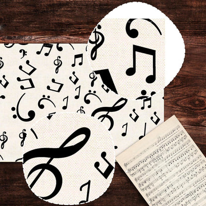 Linen Musical Notes Table Runner Music Event Birthday Party Wedding Decoration Farmhouse Home Dining Room Kitchen Table Decor (13" X 72")3