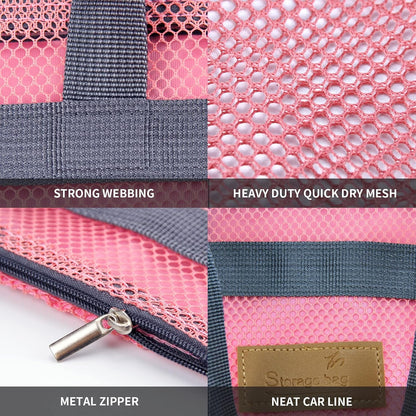 Mesh Shower Caddy Bag Portable Hanging Toiletry and Bath Organizer with Zipper for Travel, Gym, Camping, College Dorms, Beach2