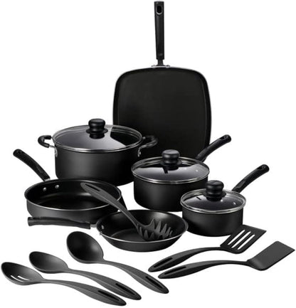 Primaware 15-Piece Non Stick Pots and Pans Set, Storm | Aluminum Nonstick Cookware Kitchen Set with Cooking Utensils1