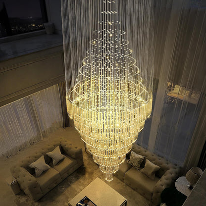 D59''X H120'' Extra Large Chandeliers for High Ceilings Crystal Raindrop Chandeliers Large Villa Chandelier Entrance Foyer Ceiling Light LED Dimmable 2700K-6000K4