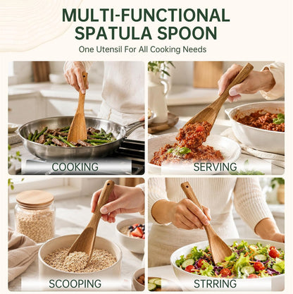 2 Pack Wooden Spatula Spoon for Cooking Natural Acacia Wood Utensil8