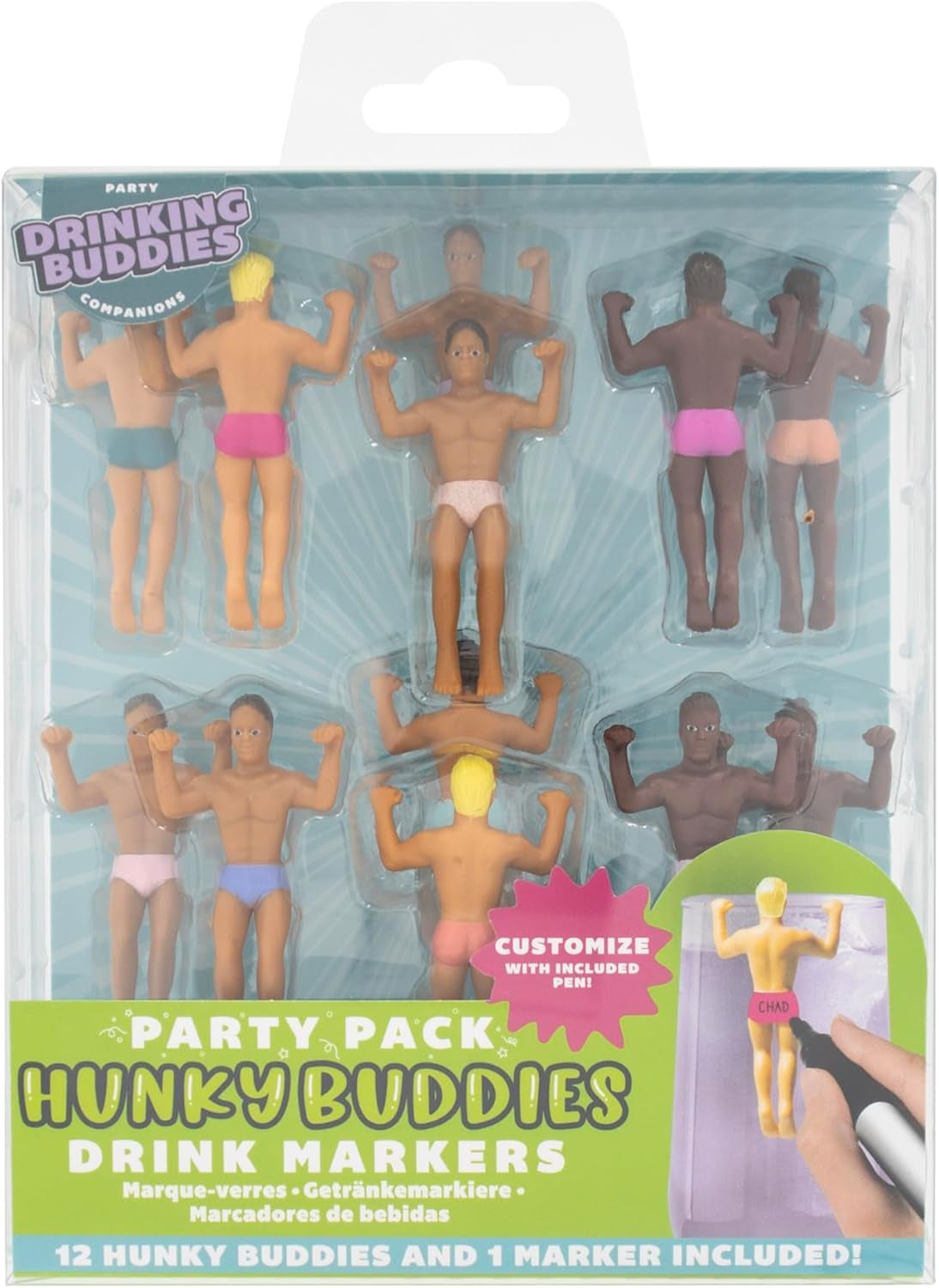 npw-reusable-wine-glass-and-drink-markers-classics-style-muscular-fun-party-pack-party-favors-12-count-assorted-toy-figures