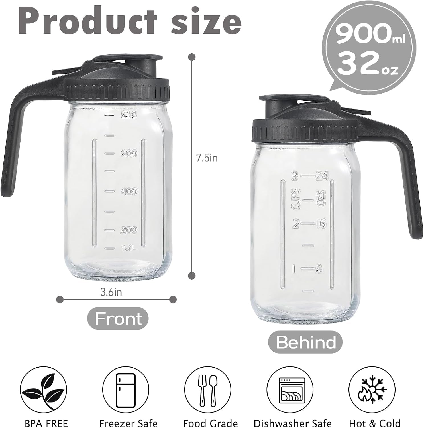 4pack-32oz-glass-pitcher-with-lid-wide-mouth-storage-container-1-quart-double-leakproof-glass-mason-jar-pitcher-with-pour-spout-lid-for-breastmilk-sun-tea-juice-cold-brew-coffee-water