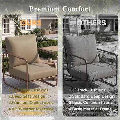 3 Pieces Aluminum Outdoor Patio Conversation Set with Coffee Table5