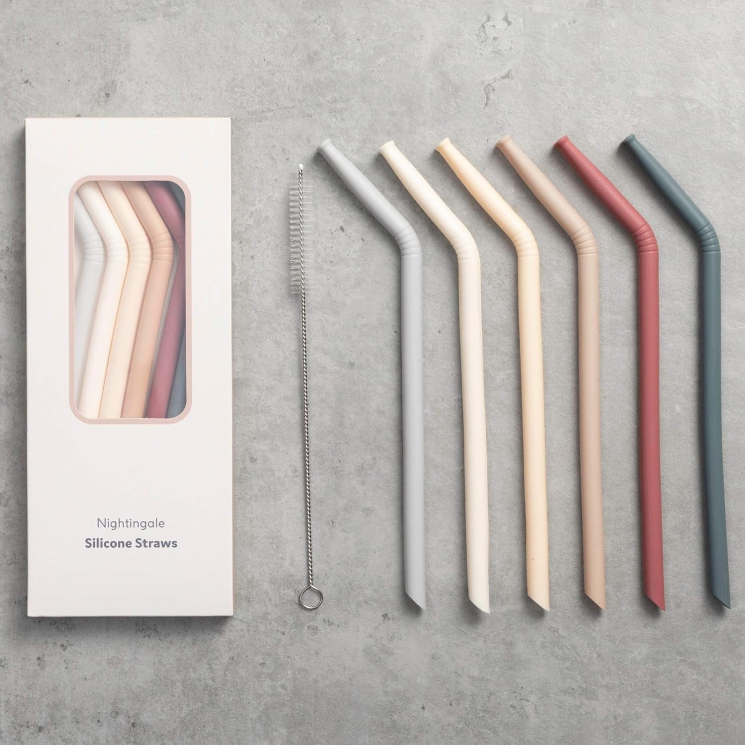 reusable-silicone-straws-bendy-drinking-straw-with-cleaning-brush-collapsible-and-bendable-travel-straw-for-kids-dishwasher-safe-food-safe-set-of-6-oak-multi
