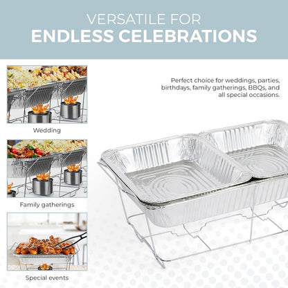Large Full Size 33-Pcs Disposable Chaffing Buffet With-Covers, Utensils, Fuel Cans – Premium Chafing Dish Set for Events, Parties, Catering5