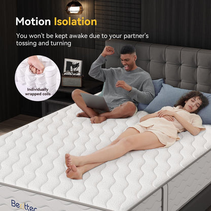 14 Inch King Size Mattress, Luxury Cooling Hybrid Mattress with Ice Silk Cover & Gel Memory Foam, 7-Zone Support, Extra Firm Bed for Couples, Strong Edge Support, No Sagging & Motion Isolation6