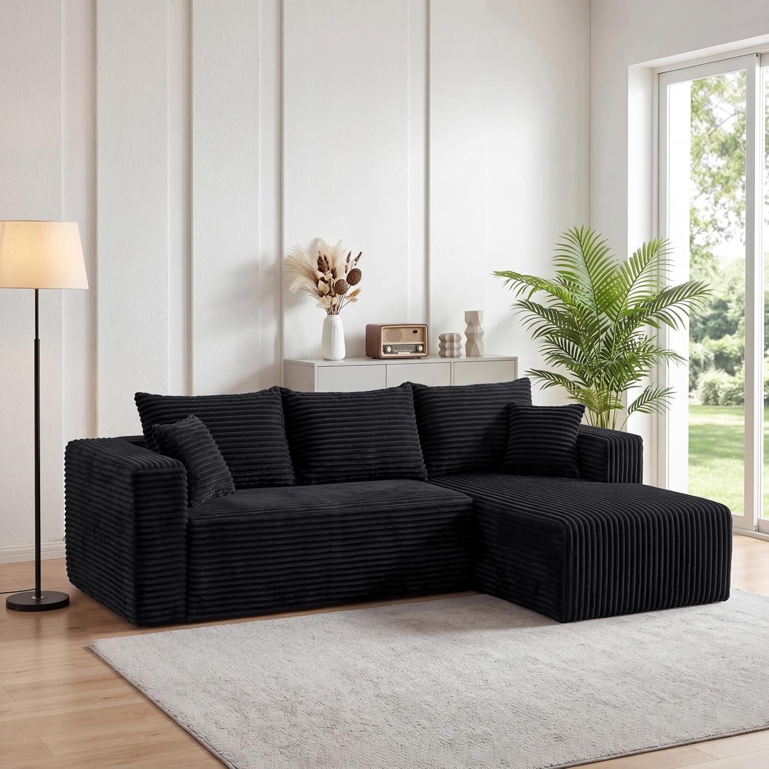 92-5-boneless-modular-sectional-sofa-l-shaped-cloud-couch-deep-seat-with-chaise-corduroy-small-modern-couches-furniture-set-for-living-room-apartment-blackright-facing-chaise