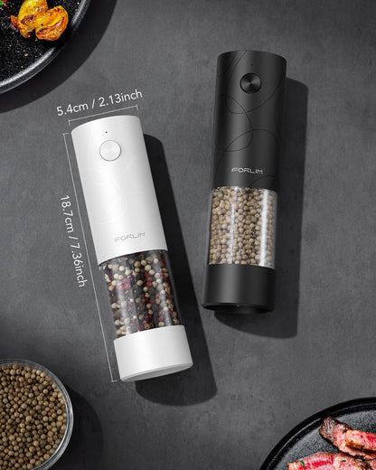 Electric Salt & Pepper Grinder Set, Rechargeable 2 Pack, Black White8