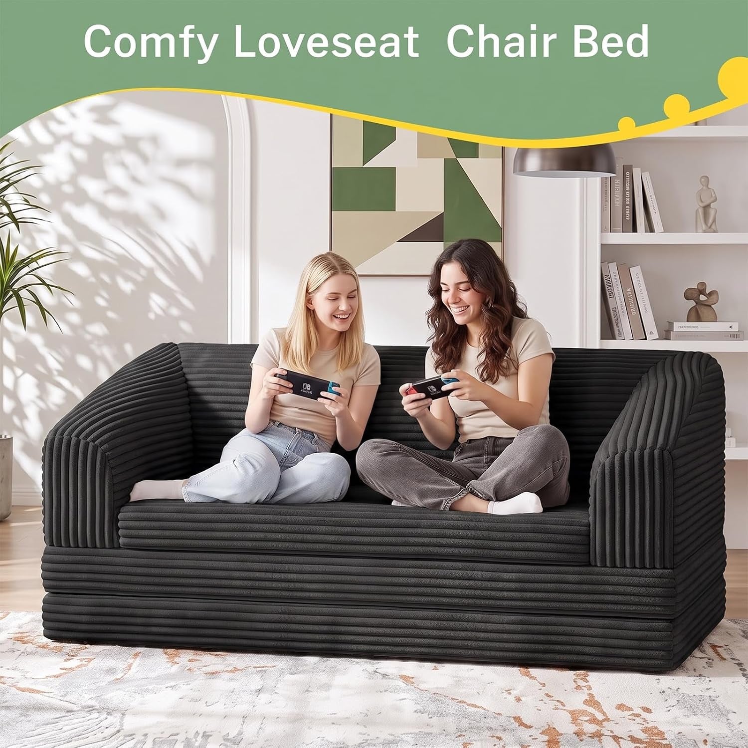 convertible-sofa-bed-boneless-loveseat-sleeper-folding-couch-bed-with-backrest-2-in-1-bean-bag-chair-to-floor-sofa-lounger-comfy-fold-out-couch-for-bedroom-living-room-black