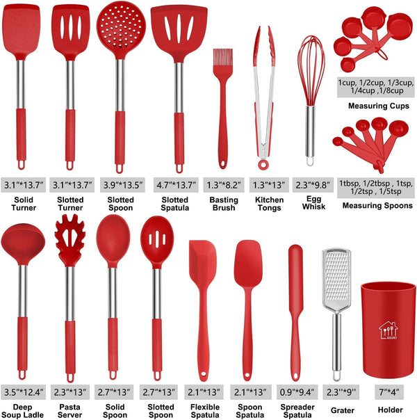 26 Pcs Kitchen Silicone Cooking Utensils Set, Red Kitchen Decor2
