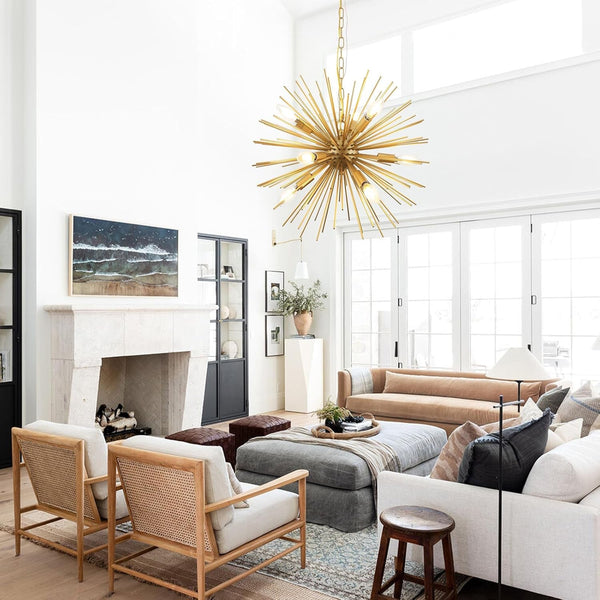 20In 9-Lights Gold Sputnik Chandelier Modern Mid-Century Starburst2