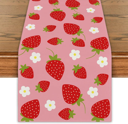 Summer Table Runner 13×108 Inch Strawberry Shortcake Party Decor6