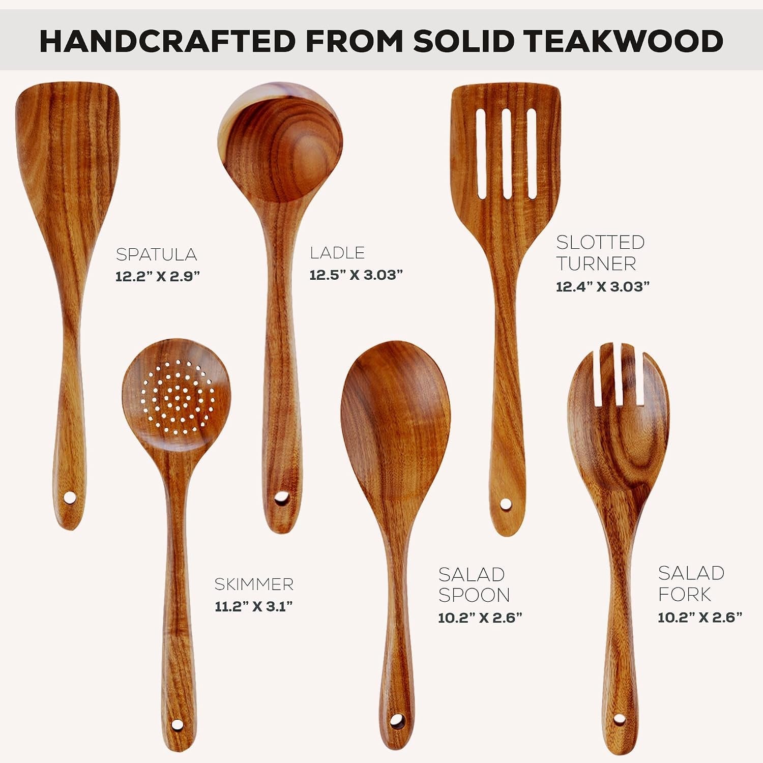 extra-large-6-piece-wooden-spoon-set-smooth-teak-cooking-utensils-comfort-grip-non-stick-turner-spatula-skimmer-fork-serving-spoon