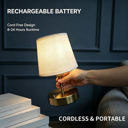 Mini Cordless Table Lamp, Dimmable Rechargeable Nightstand Lamp, Gold3