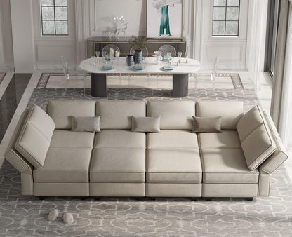 Modular Sectional Sofa with Storage Chaises Sectional Sleeper Sofa Couch 8 Seat Sectional Bed Grey1