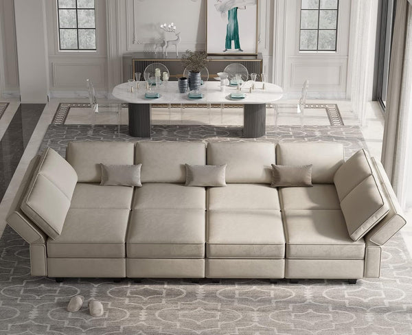 Modular Sectional Sofa with Storage Chaises Sectional Sleeper Sofa Couch 8 Seat Sectional Bed Grey1