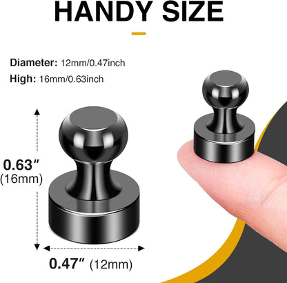 30Pcs Fridge Magnets Refrigerator Magnet Strong for Pictures, Black | Neodymium Magnetic Push Pin Magnets Heavy Duty for Office Classroom Locker Whiteboard and Map Magnet2
