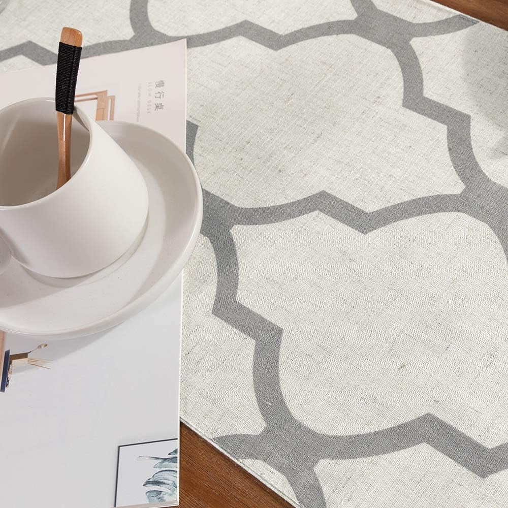 moroccan-tile-table-runner-linen-textured-for-kitchen-geometric-trellis-printed-table-cover-1-panel-55-l-soft-grey
