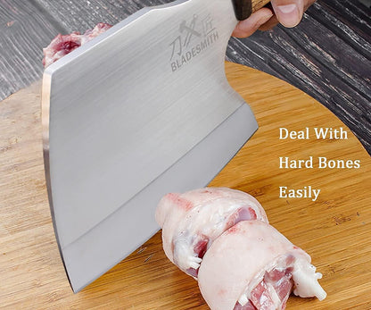 Meat Cleaver Butcher Axe Bone Chopper Heavy Duty - 6.3'' Bone Cutting Knife Bone Breaker, Stainless Steel Thicken Blade & Pear Wood Handle, Slaughterhouse Looks Manly,2025 Gifts8