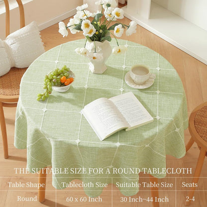 Linen 60 Inch round Tablecloth Green Plaid round Tablecloth 60 Inch3