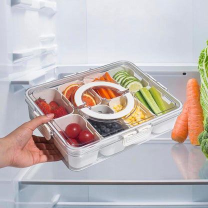 Divided Snack Serving Tray with Lid and Handle Travel Snackle Box Charcuterie Container Portable Storage Organizer for Candy, Fruits, Nuts, Snacks 1Pack White5