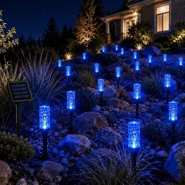 20 LED Solar Bubble Pathway Lights, Blue Glow8