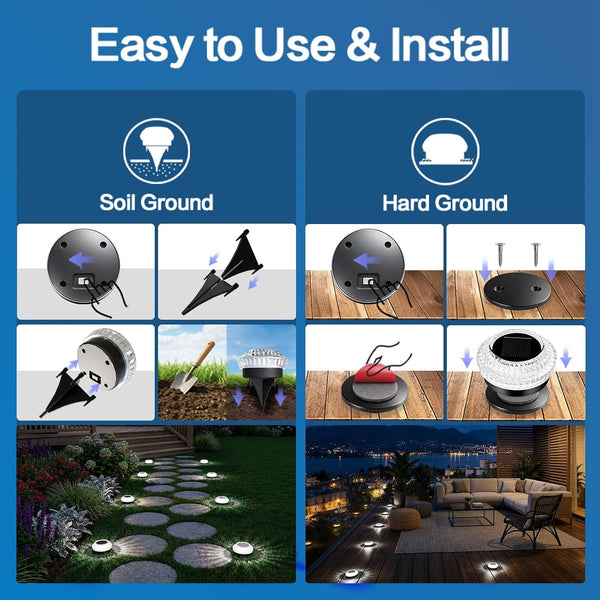 8 Pack Solar Ground Lights Outdoor, Pathway Lights, Cold White6